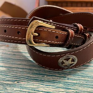 3-D Vintage Overlay Design Star Leather Belt
